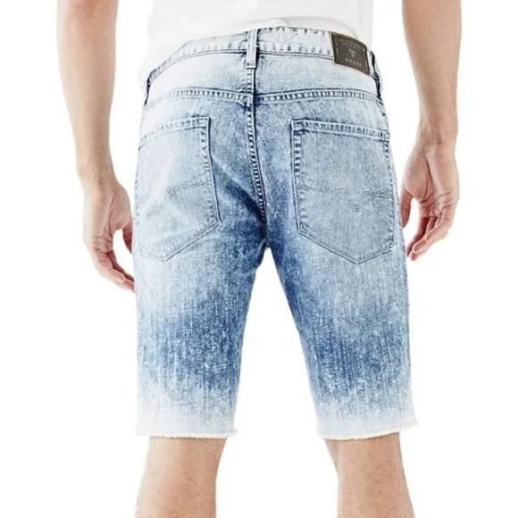 GUESS SLIM TAPERED DENIM SHORTS IN LIGHT ACID WASH - Picture 3 of 3